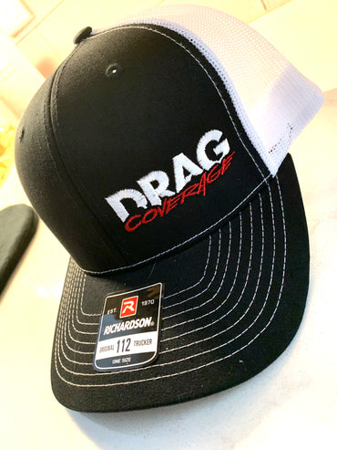 DragCoverage Black & White Trucker Hat